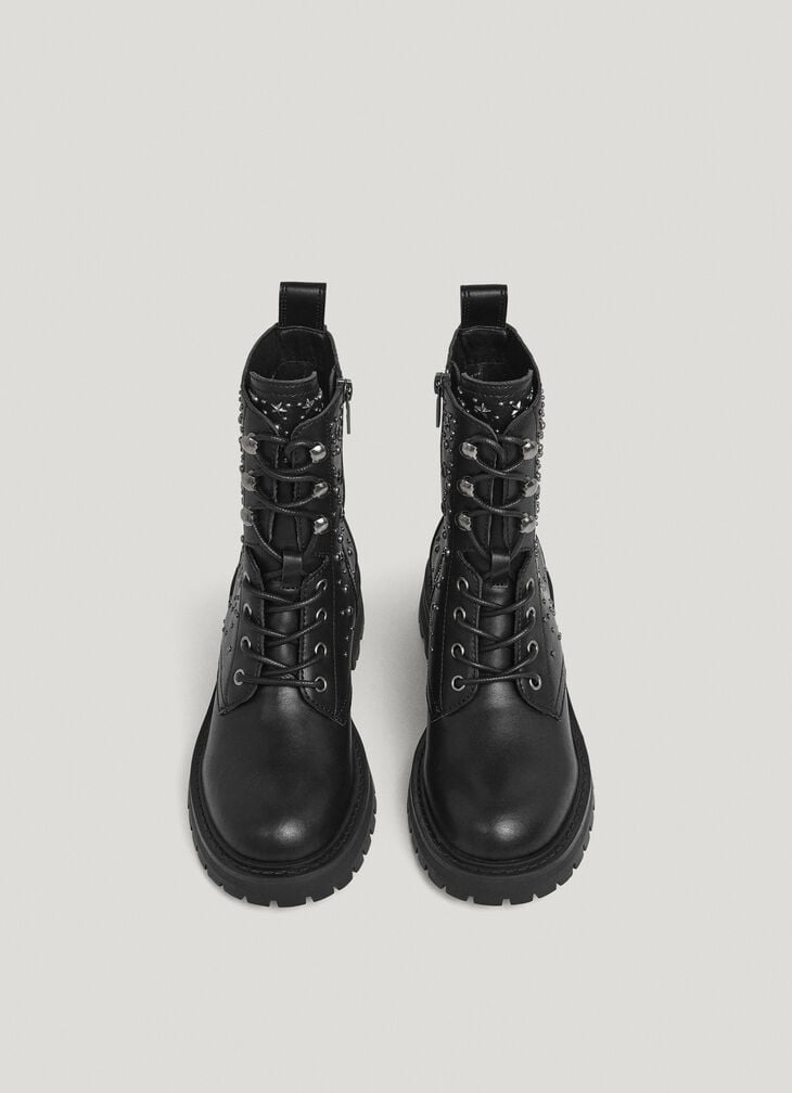 Pepe Jeans Leather Boots With Studs