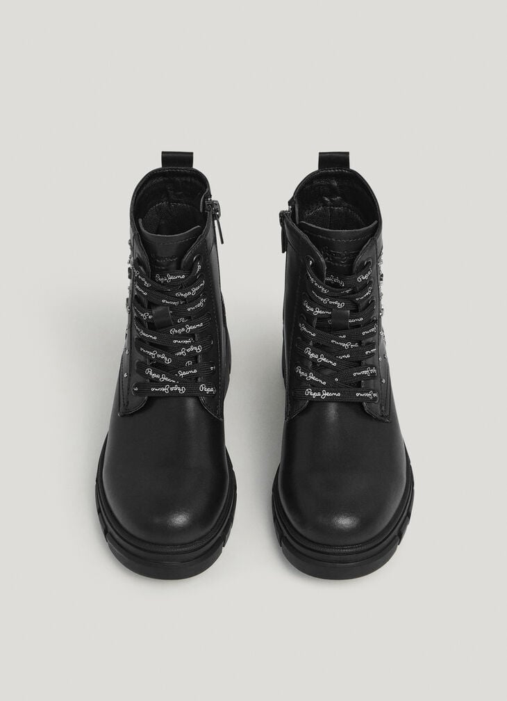 Pepe Jeans Leather Effect Boots With Studs