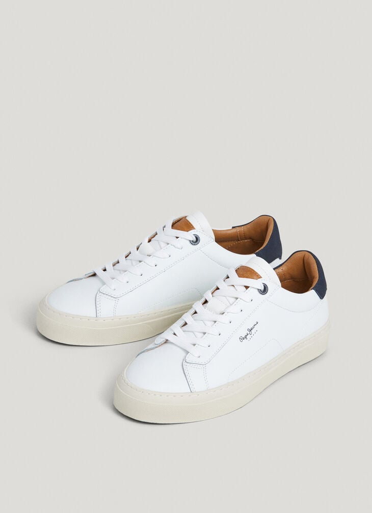 Pepe Jeans Leather Trainers With Suede Details