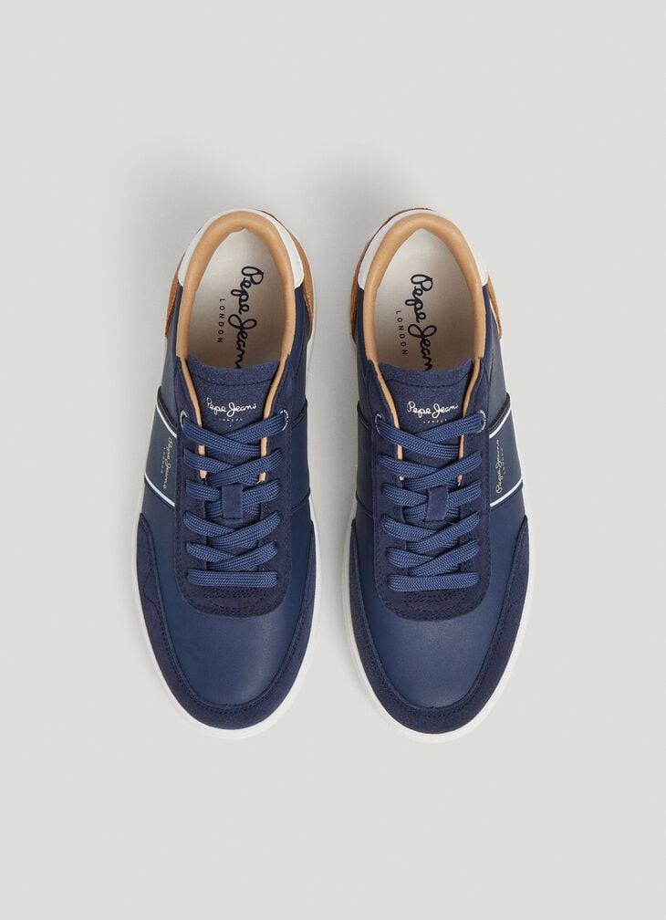 Pepe Jeans Leather Trainers With Suede Details