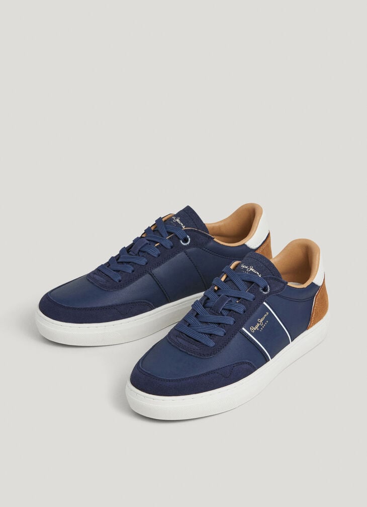Pepe Jeans Leather Trainers With Suede Details
