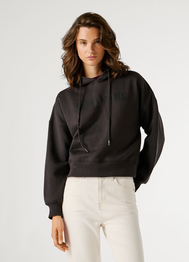 Pepe Jeans Logo Hoodie With Strass
