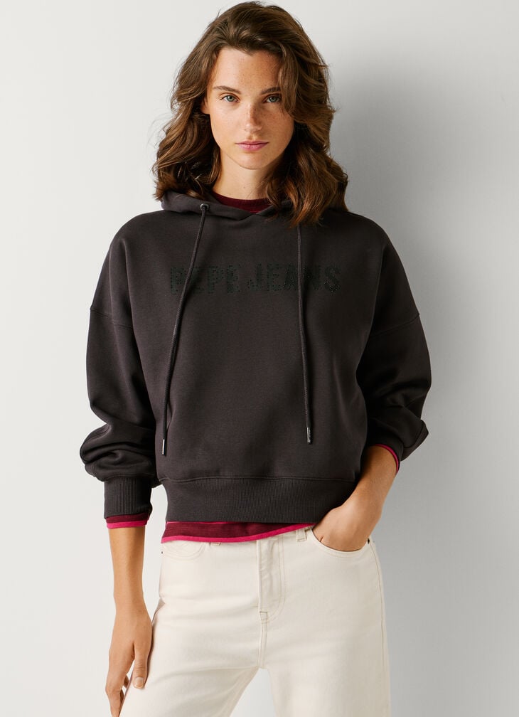 Pepe Jeans logo hoodie with strass