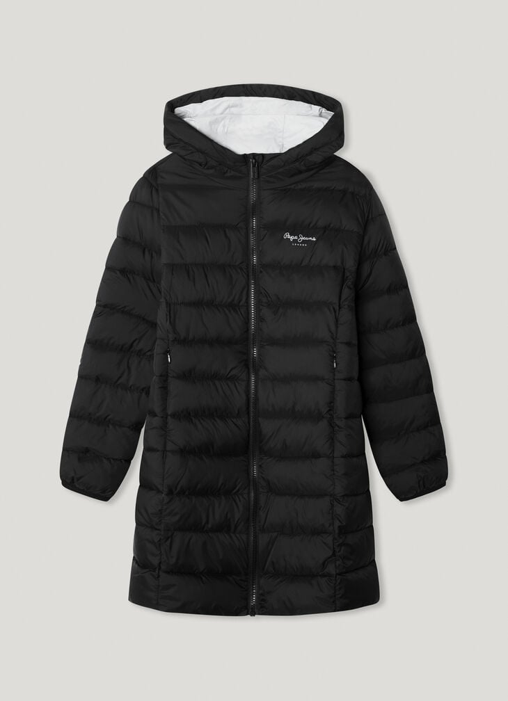Pepe Jeans long puffer jacket with hood