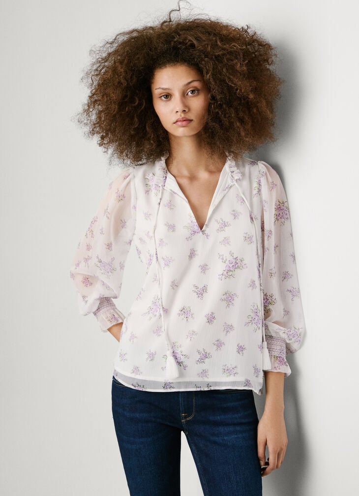 Pepe Jeans long sleeve floral print blouse