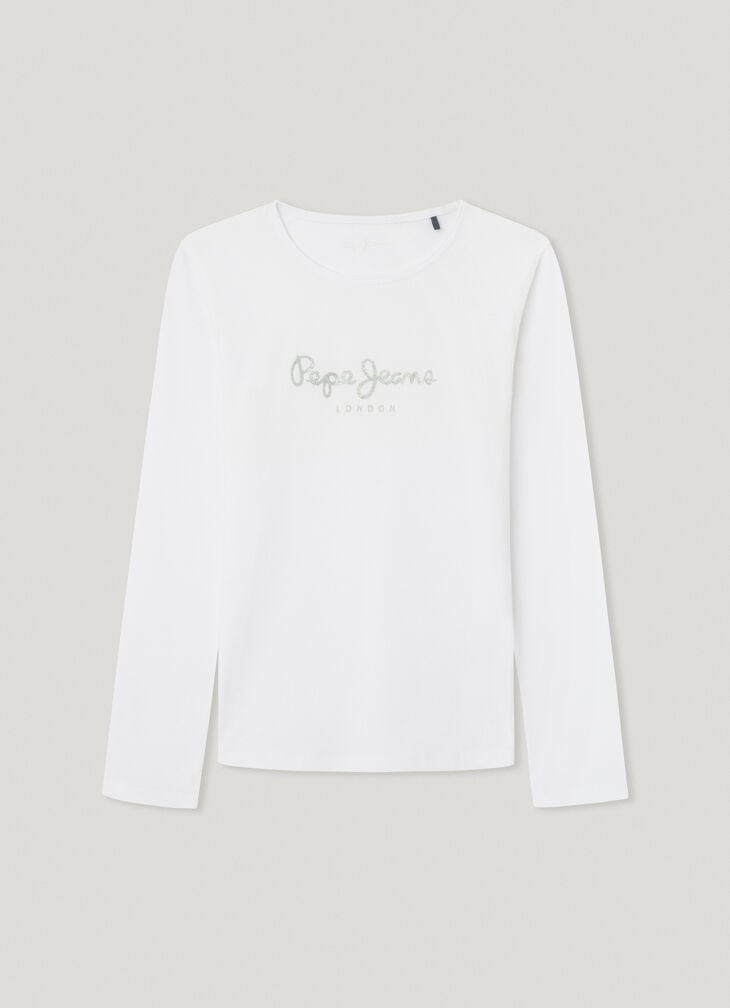 Pepe Jeans long sleeve glitter logo t-shirt