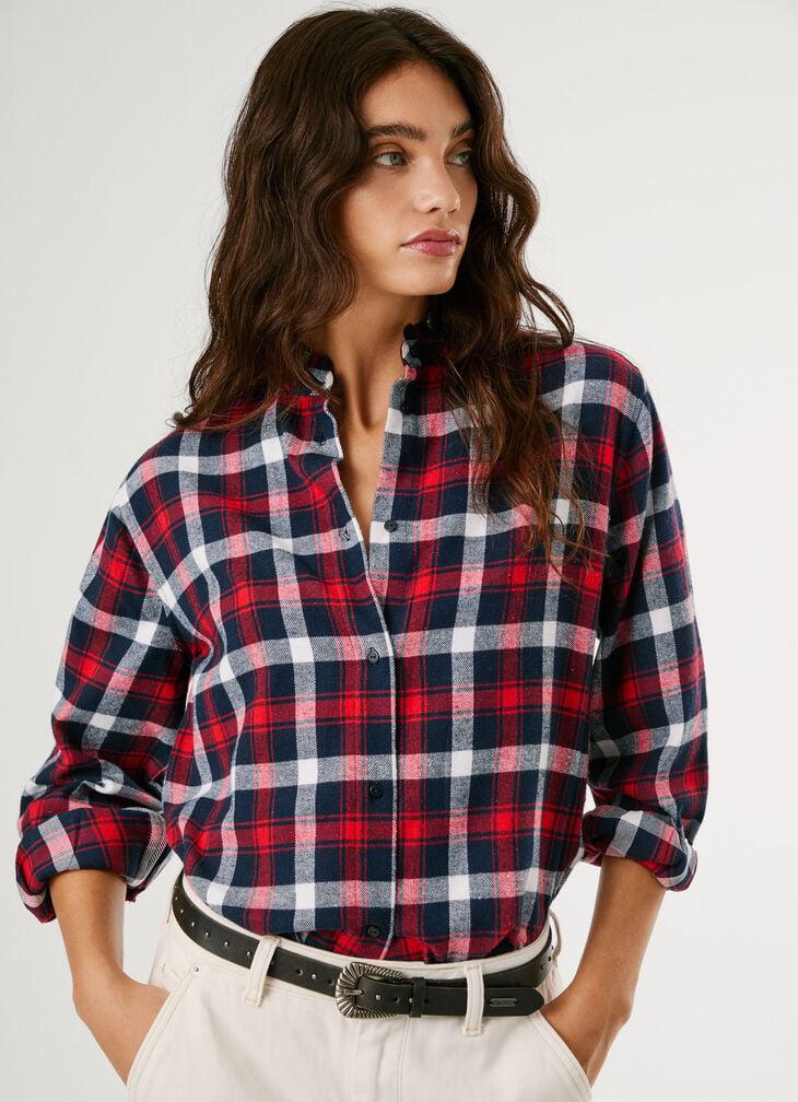 Pepe Jeans mao collar checked blouse