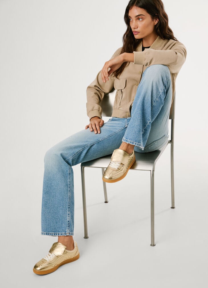 Pepe Jeans metallic leather trainers- ball