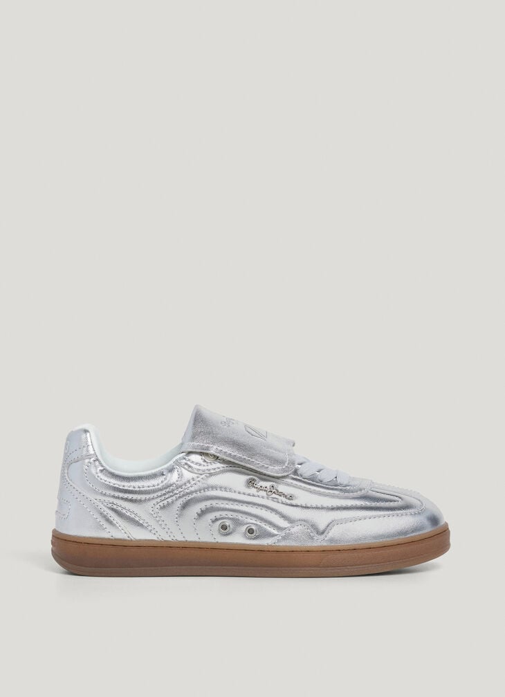 Pepe Jeans metallic leather trainers- ball