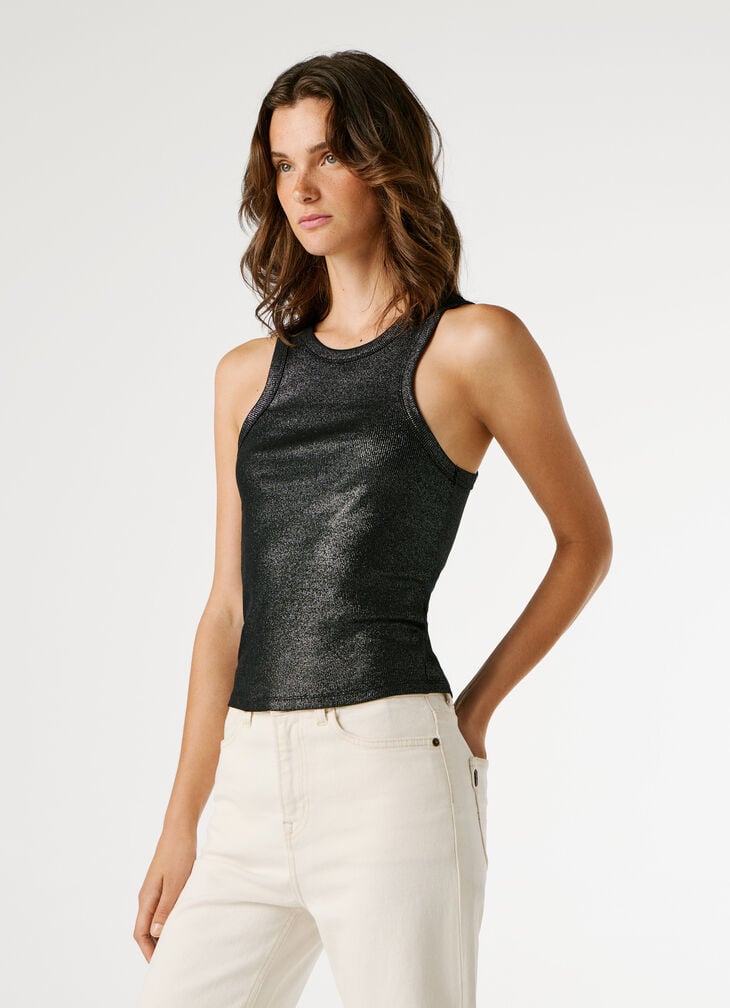 Pepe Jeans Metallic Ribbed Top
