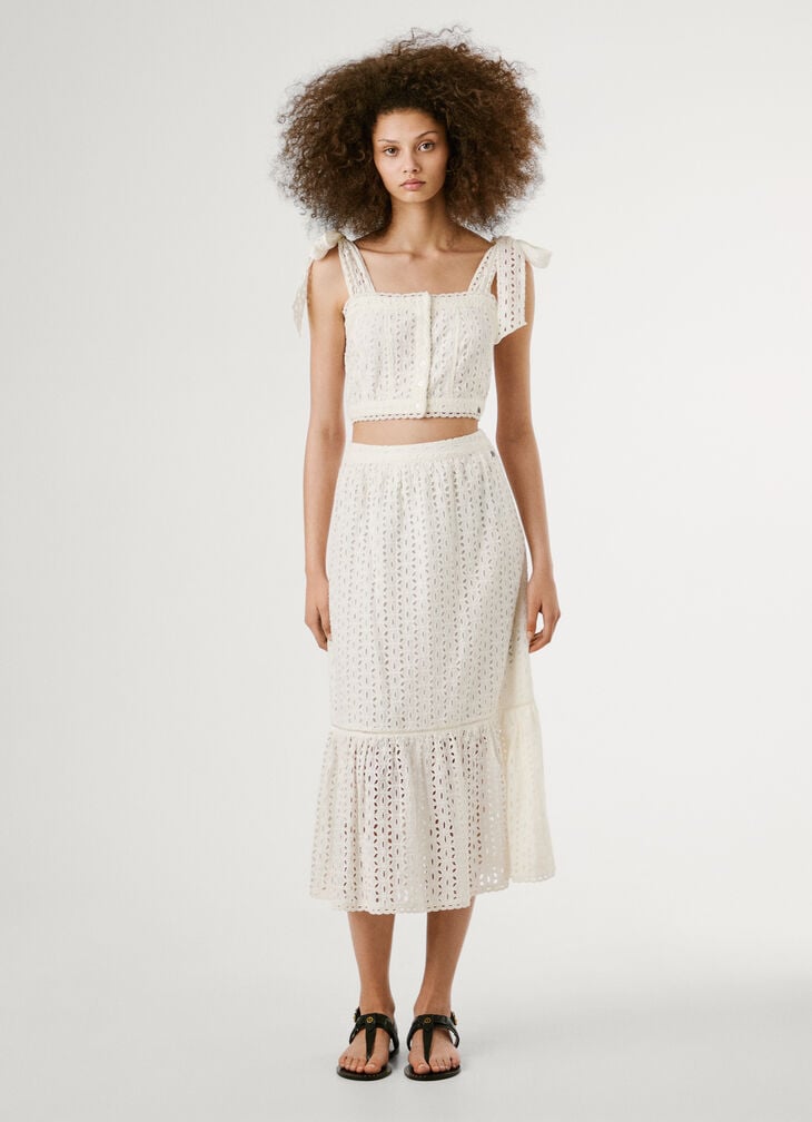 Pepe Jeans Midi Skirt With Openwork Details