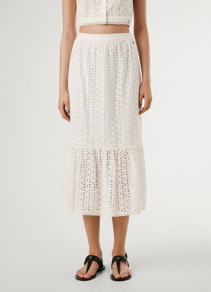 Pepe Jeans Midi Skirt With Openwork Details