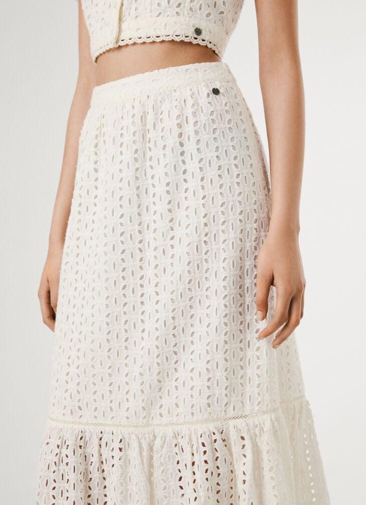 Pepe Jeans Midi Skirt With Openwork Details