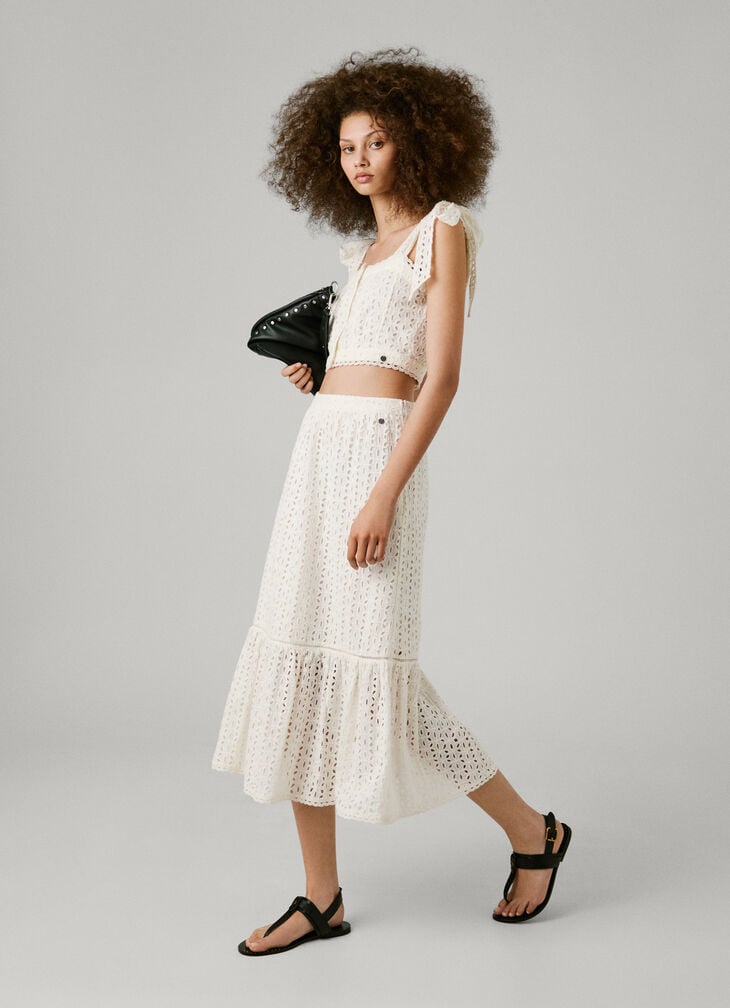 Pepe Jeans midi skirt with openwork details