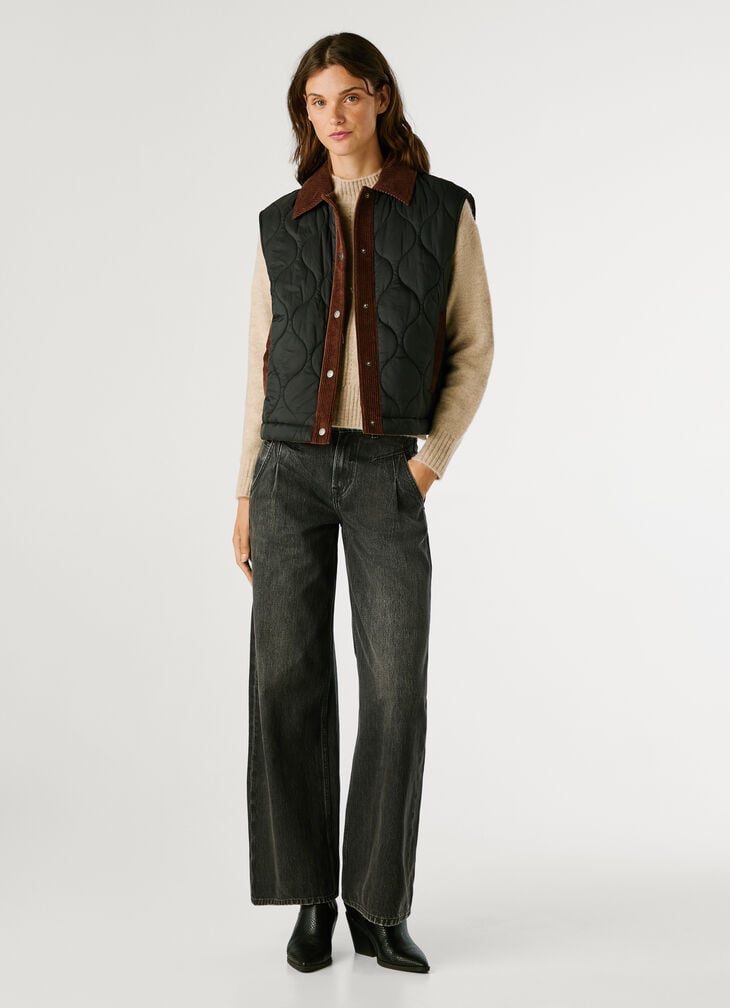 Pepe Jeans Padded Waistcoat With Shirt Collar
