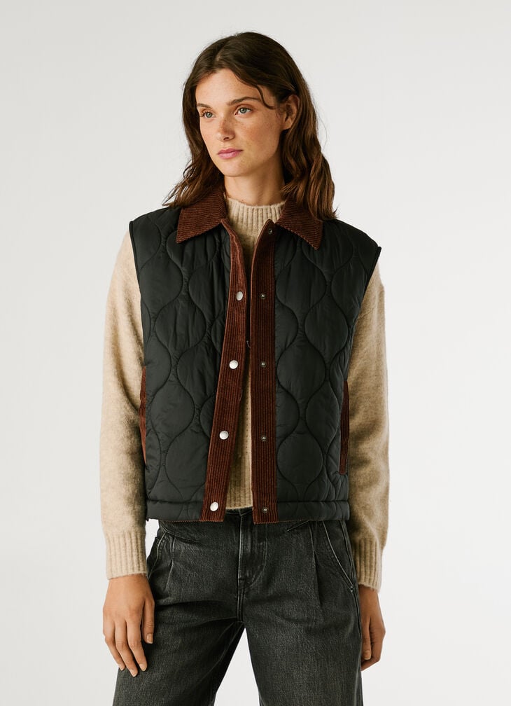 Pepe Jeans Padded Waistcoat With Shirt Collar