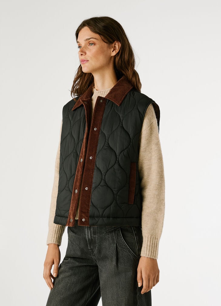 Pepe Jeans Padded Waistcoat With Shirt Collar