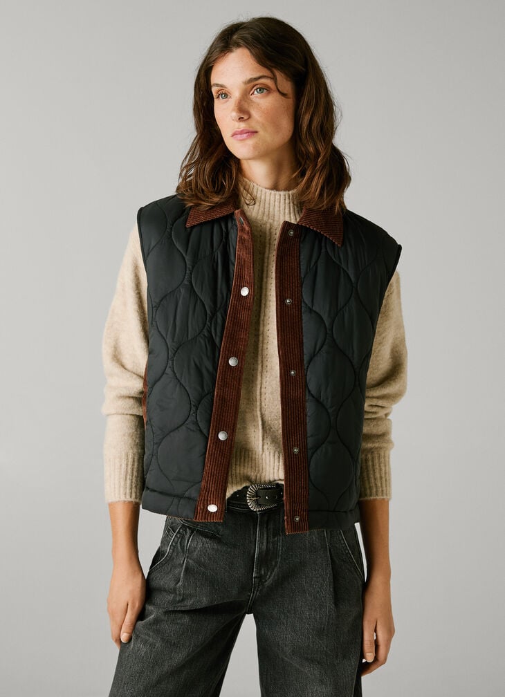 Pepe Jeans padded waistcoat with shirt collar
