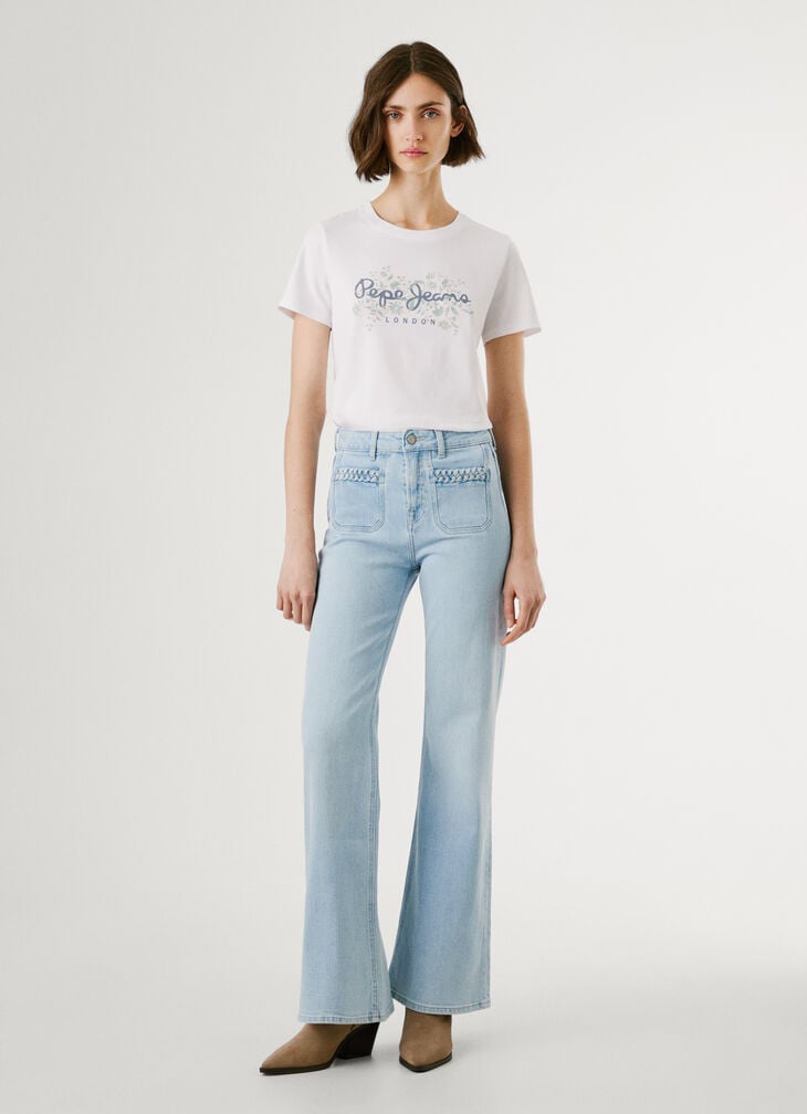 Pepe Jeans Printed Floral Logo T-shirt