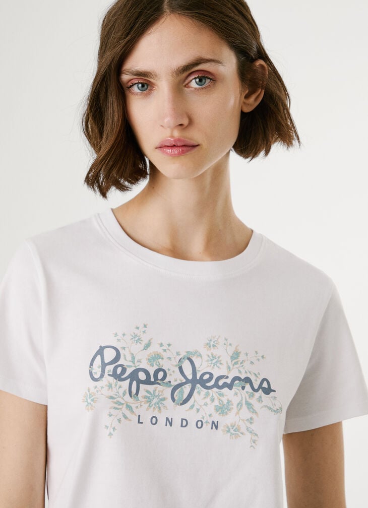Pepe Jeans Printed Floral Logo T-shirt