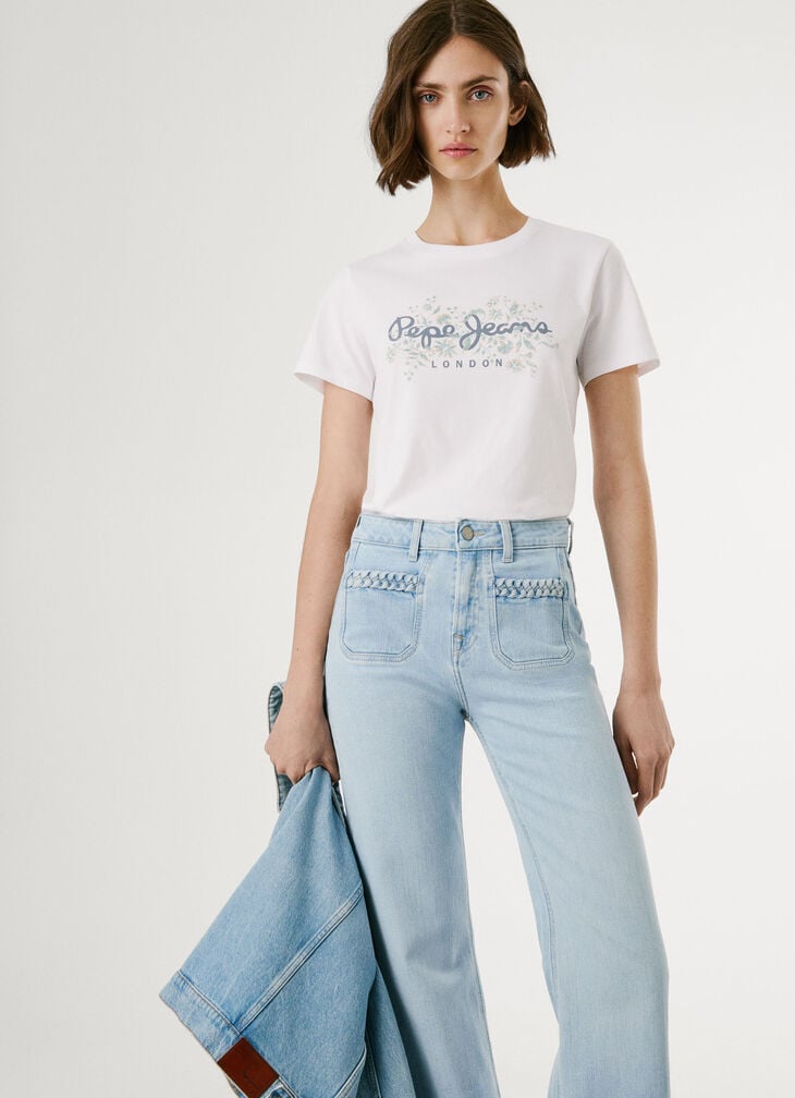 Pepe Jeans printed floral logo t-shirt