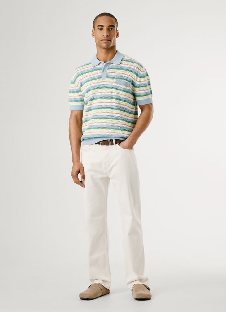 Pepe Jeans Regular Fit Crochet Striped Polo