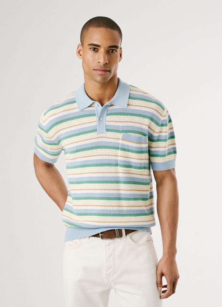 Pepe Jeans Regular Fit Crochet Striped Polo