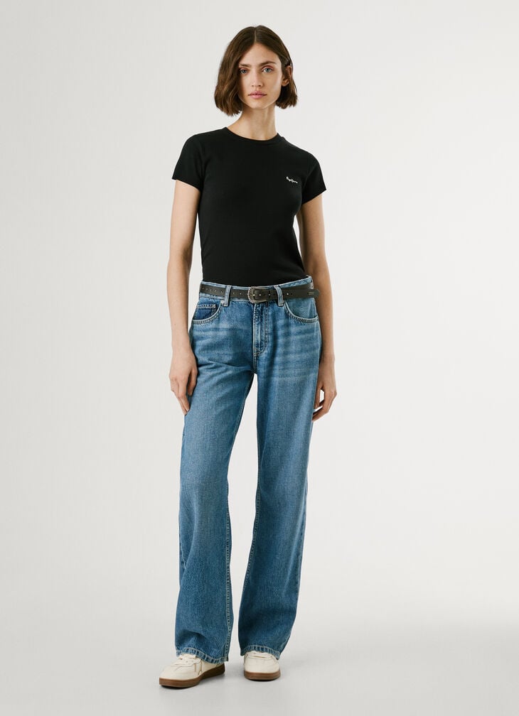 Pepe Jeans Ribbed Embroidered Logo T-shirt