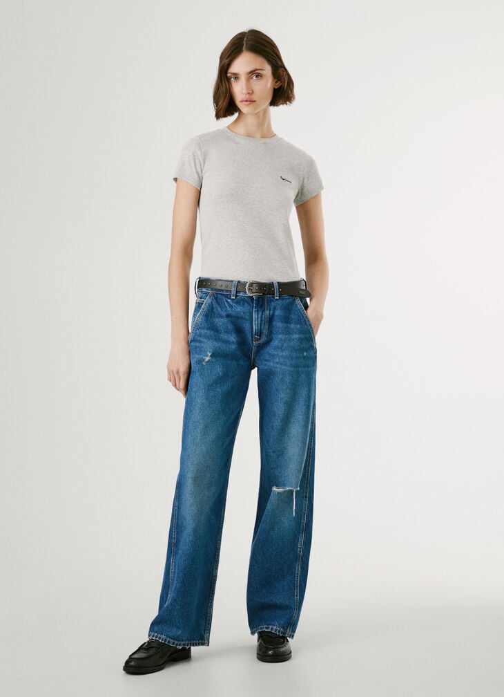 Pepe Jeans Ribbed Embroidered Logo T-shirt