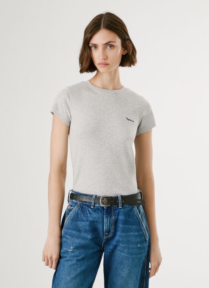 Pepe Jeans Ribbed Embroidered Logo T-shirt