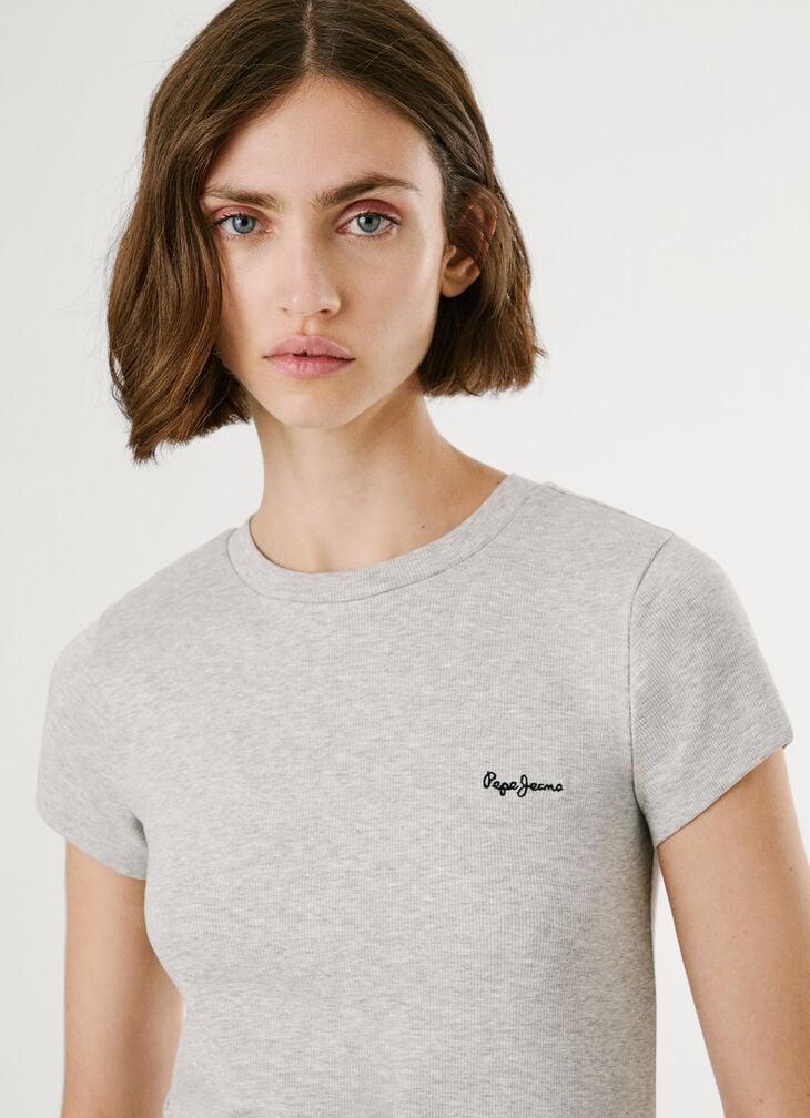 Pepe Jeans Ribbed Embroidered Logo T-shirt