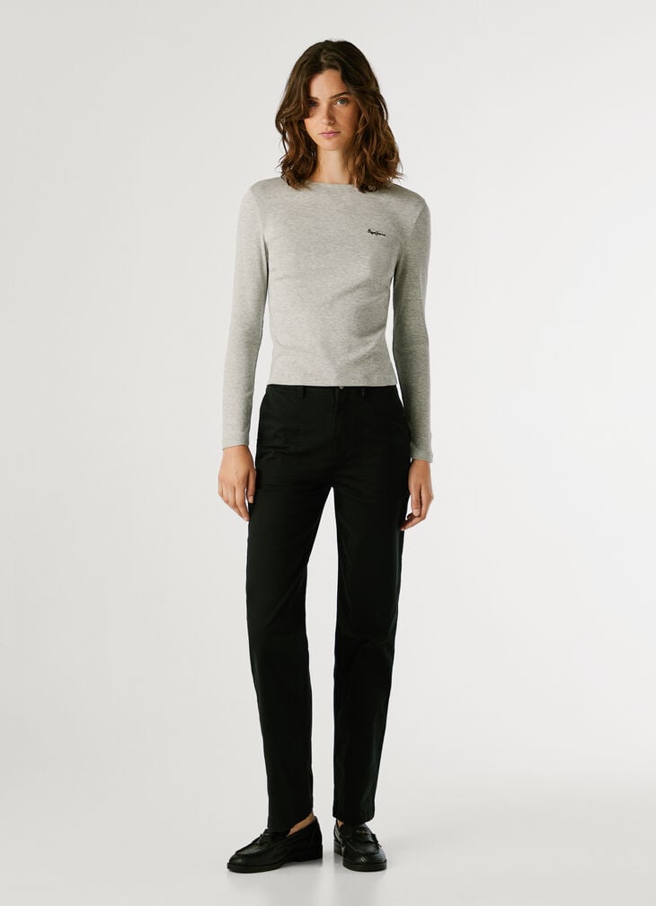 Pepe Jeans Ribbed Logo Embroidered T-shirt