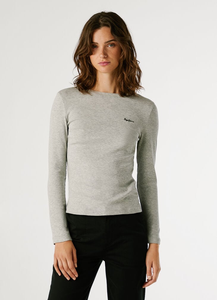 Pepe Jeans Ribbed Logo Embroidered T-shirt