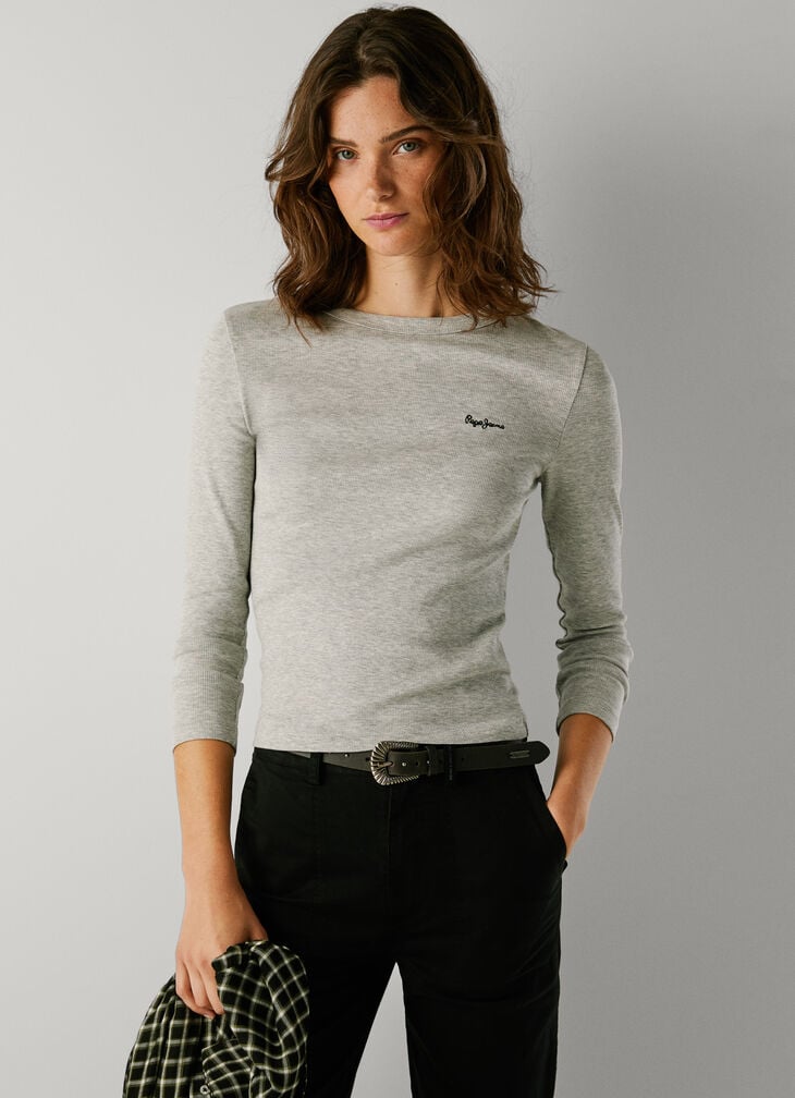 Pepe Jeans ribbed logo embroidered t-shirt