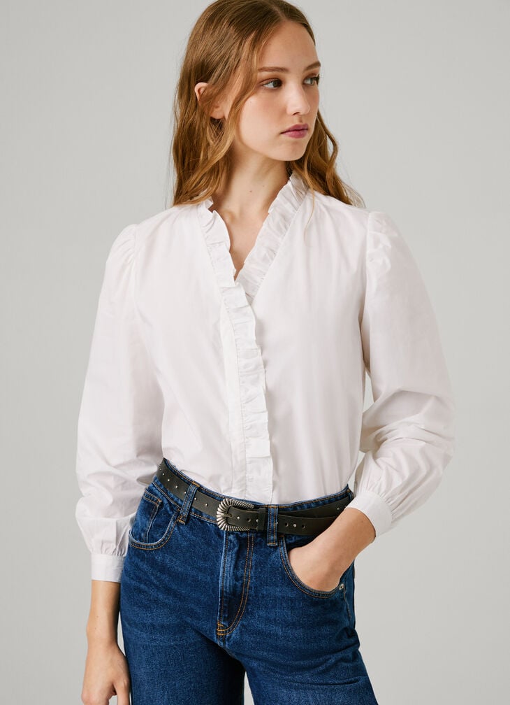 Pepe Jeans ruffles poplin blouse