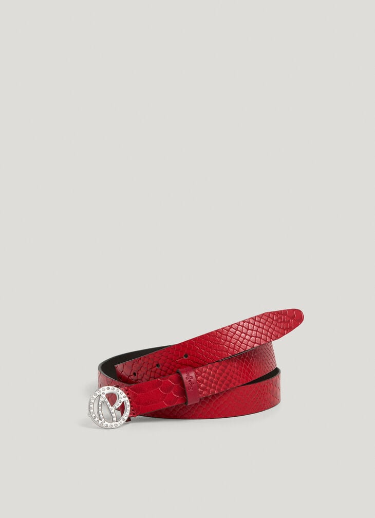 Pepe Jeans scales effect leather belt