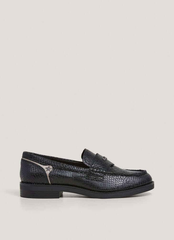 Pepe Jeans scales effect leather loafers