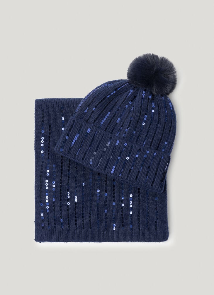 Pepe Jeans sequin hat and scarf set