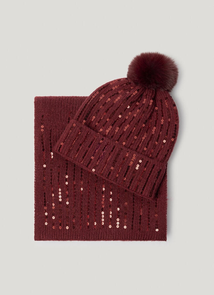 Pepe Jeans sequin hat and scarf set