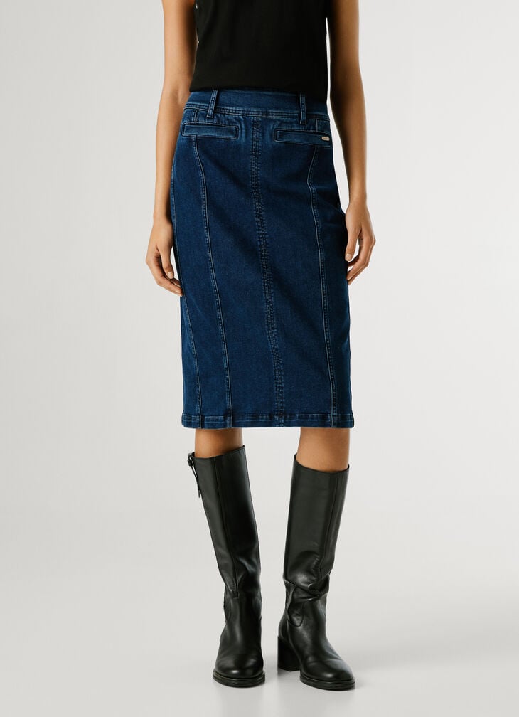 Pepe Jeans Slim Fit Denim Midi Skirt