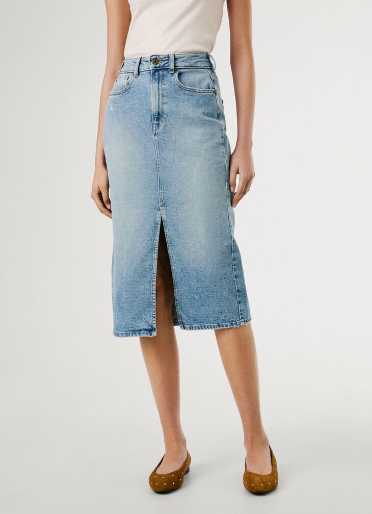 Pepe Jeans Slim Fit Denim Midi Skirt