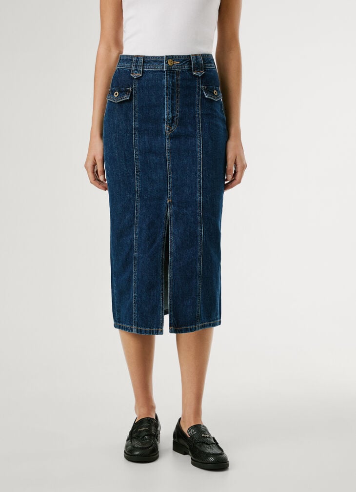 Pepe Jeans Slim Fit Denim Midi Skirt