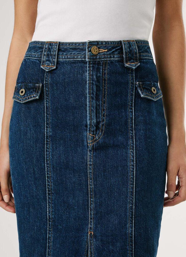 Pepe Jeans Slim Fit Denim Midi Skirt