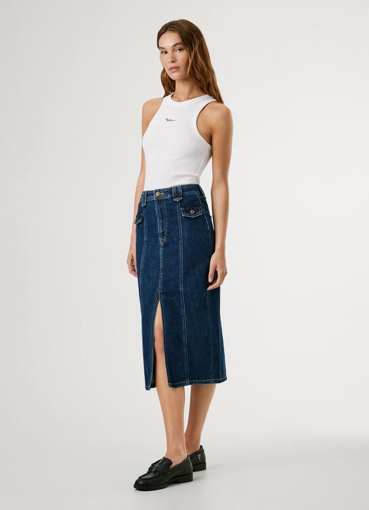 Pepe Jeans Slim Fit Denim Midi Skirt