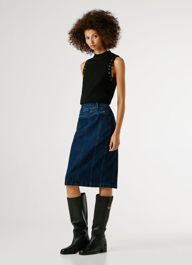 Pepe Jeans Slim Fit Denim Midi Skirt