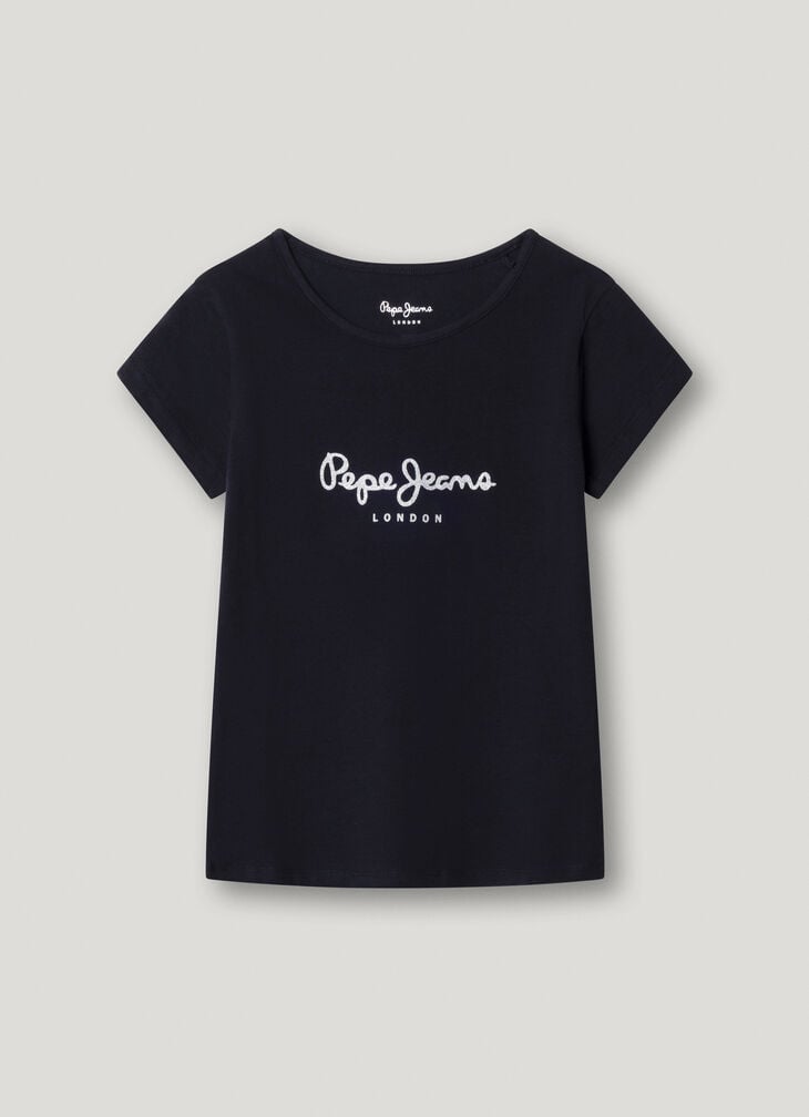 Pepe Jeans slim fit glitter logo t-shirt