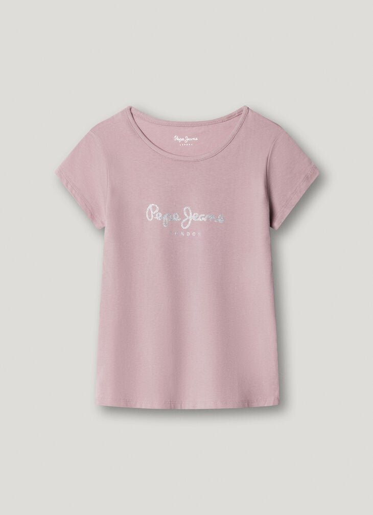 Pepe Jeans slim fit glitter logo t-shirt