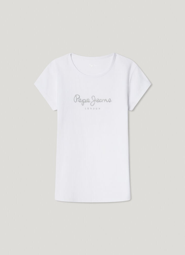 Pepe Jeans slim fit glitter logo t-shirt