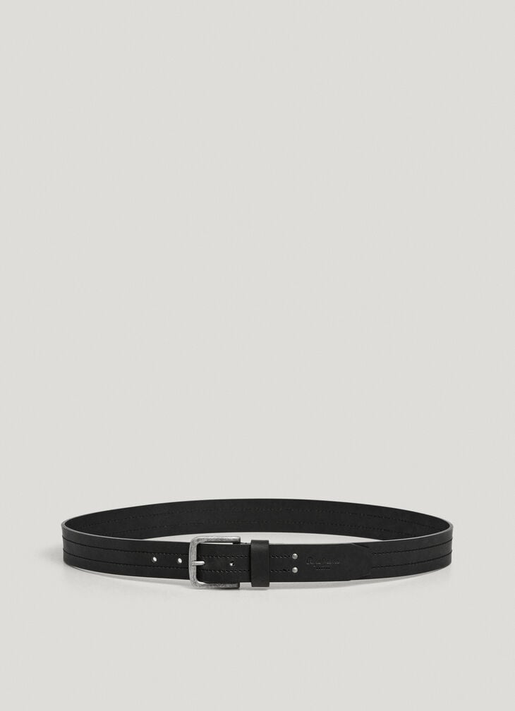 Pepe Jeans Square Buckle Cowhide Leather Belt