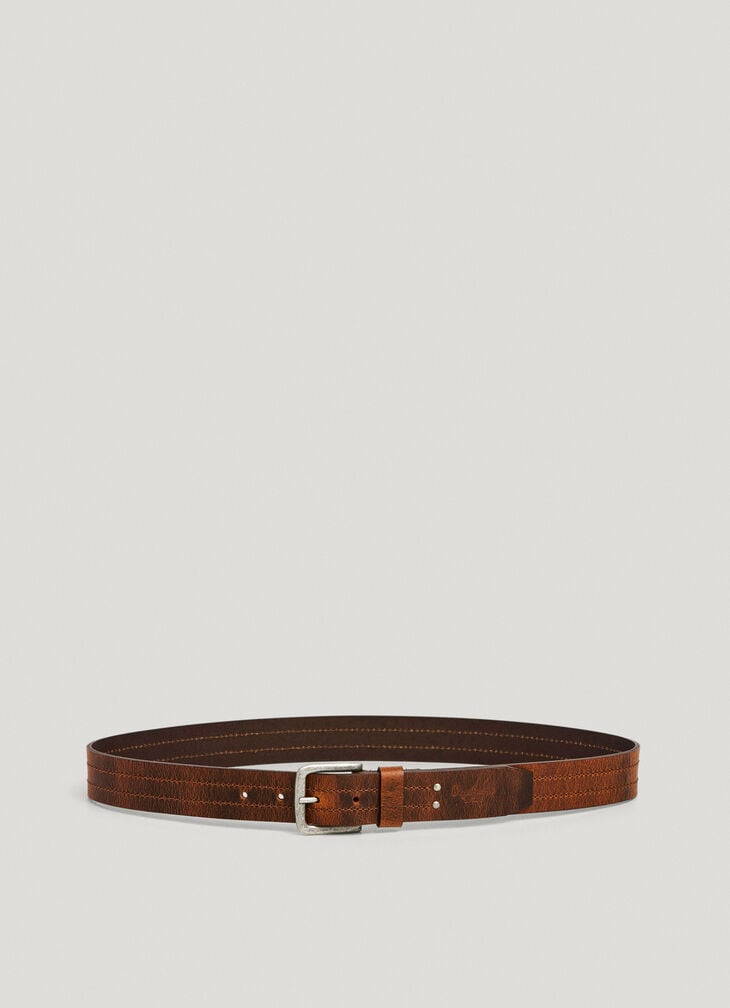 Pepe Jeans Square Buckle Cowhide Leather Belt